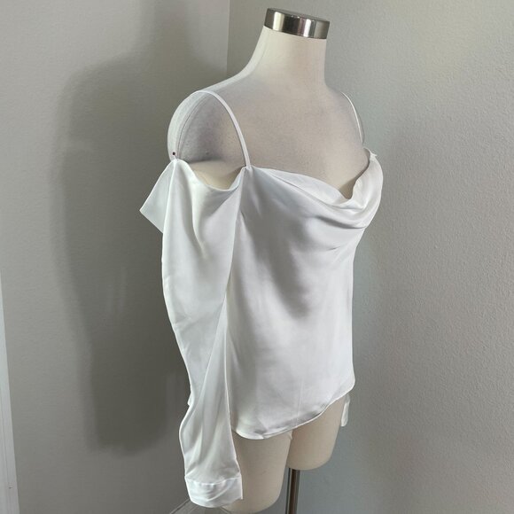 LAgence Womens Small White Zion Cold Shoulder Blouse Long Sleeve Shirt Top - Picture 3 of 8
